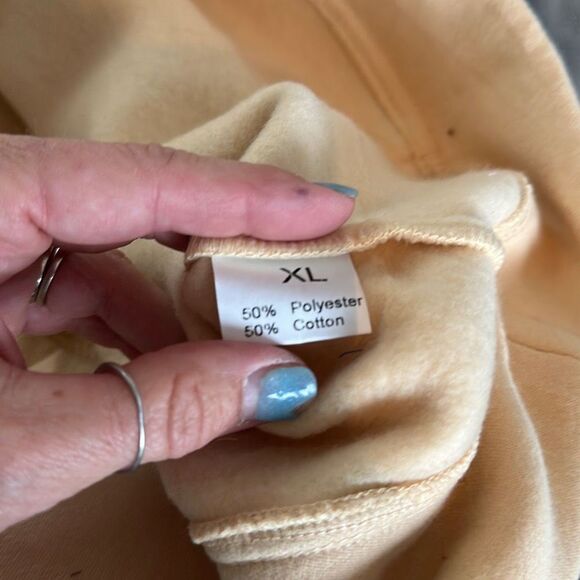 Micoson Fleece Lined Yellow Hoodie 1/2 Zipper Cropped Thumb Hole size xl - Picture 7 of 7